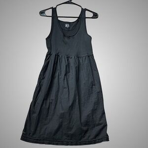 CONVERSE ONE STAR Black Tank Dress Gauze Tiered Frayed Hem Midi Womens M